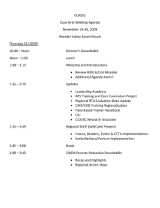 CCASSC Quarterly Meeting Agenda November 19-20, 2009 Wonder Valley Ranch Resort