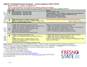 Athletic Training Education Program – Course Sequence (2014-2015)