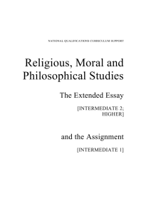 Religious, Moral and Philosophical Studies The Extended Essay