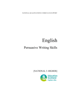 English Persuasive Writing Skills  [NATIONAL 3–HIGHER]