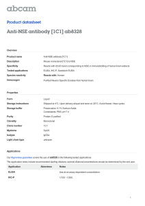 Anti-NSE antibody [1C1] ab8328 Product datasheet Overview Product name