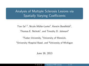 Analysis of Multiple Sclerosis Lesions via Spatially Varying Coefficients