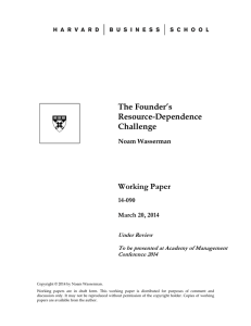 The Founder’s Resource-Dependence Challenge Working Paper