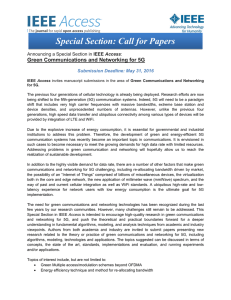 Special Section: Call for Papers  Green Communications and Networking for 5G Access