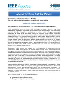 Special Section: Call for Papers  Recent Advances in Socially-aware Mobile Networking Access