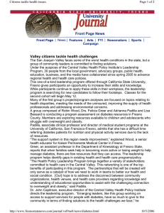 Front Page News Valley citizens tackle health challenges