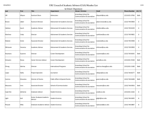 USC Council of Academic Advisors (CAA) Member List