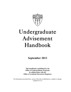 Undergraduate Advisement Handbook September 2013
