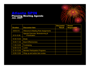 Atlanta SPIN Planning Meeting Agenda Jan. 2007