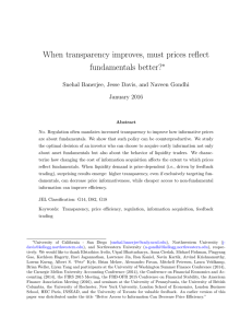 When transparency improves, must prices reflect fundamentals better? ∗