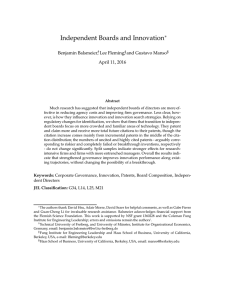 Independent Boards and Innovation ∗ Benjamin Balsmeier , Lee Fleming