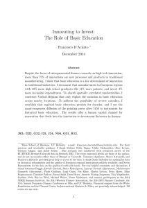 Innovating to Invest: The Role of Basic Education Francesco D’Acunto December 2014