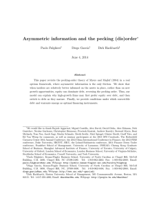 Asymmetric information and the pecking (dis)order ∗ Paolo Fulghieri Diego Garc´ıa