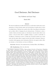 Good Disclosure, Bad Disclosure Itay Goldstein and Liyan Yang March 2015