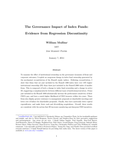 The Governance Impact of Index Funds: Evidence from Regression Discontinuity William Mullins MIT