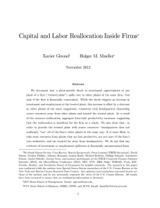 Capital and Labor Reallocation Inside Firms Xavier Giroud Holger M. Mueller ∗