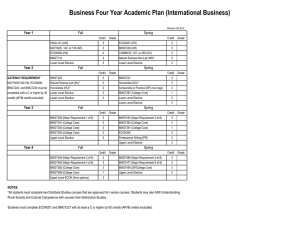 Business Four Year Academic Plan (International Business) Year 1 Fall Spring