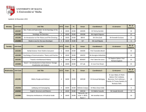 Updated: 16 November 2015 No. of Monday Unit Code