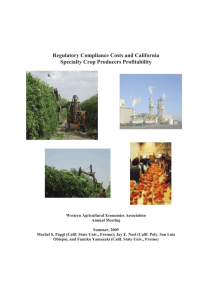 Regulatory Compliance Costs and California Specialty Crop Producers Profitability