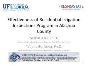 Effectiveness of Residential Irrigation Inspections Program in Alachua County Serhat Asci, Ph.D.