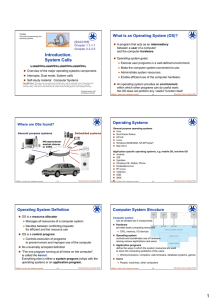 Introduction. System Calls What is an Operating System (OS)?