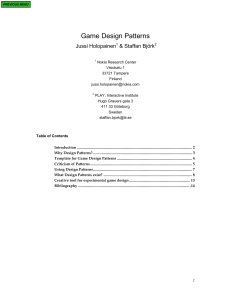 Game Design Patterns  &amp; Staffan Björk