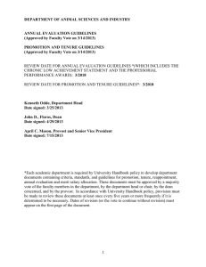 DEPARTMENT OF ANIMAL SCIENCES AND INDUSTRY  ANNUAL EVALUATION GUIDELINES