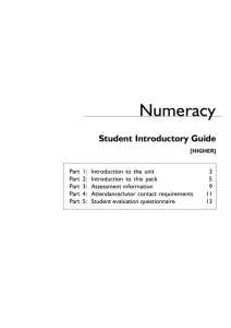 Numeracy Student Introductory Guide