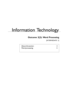 Information Technology Outcome 2(3): Word Processing About this section 3