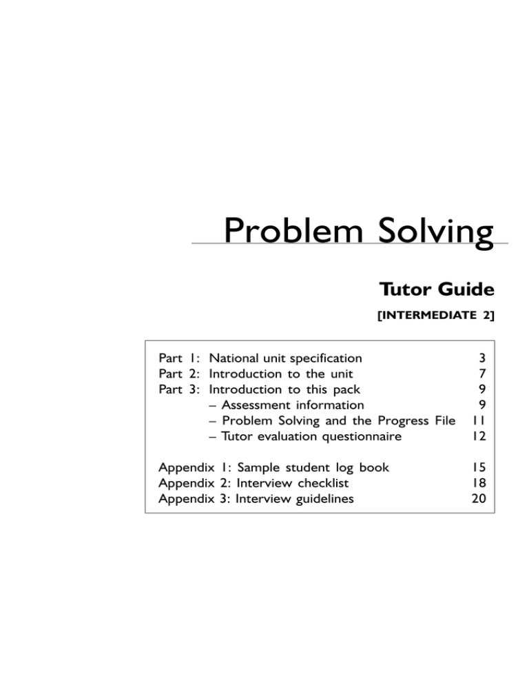 Problem Solving Tutor Guide