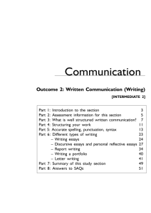 Communication Outcome 2: Written Communication (Writing)