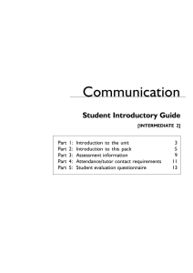 Communication Student Introductory Guide