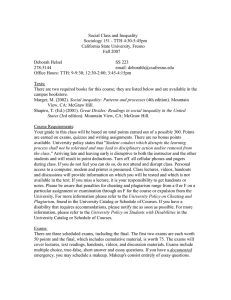 Social Class and Inequality Sociology 151 - TTH 4:30-5:45pm