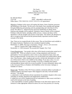 The Family  Sociology 165: TTH California State University Fresno