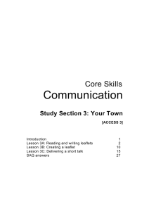 Communication Core Skills Study Section 3: Your Town