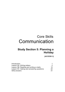 Communication Core Skills Study Section 5: Planning a