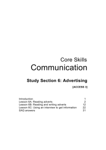 Communication Core Skills Study Section 6: Advertising