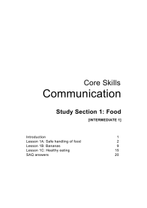 Communication Core Skills Study Section 1: Food