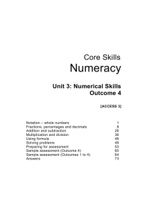Numeracy Core Skills Unit 3: Numerical Skills