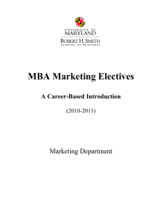 MBA Marketing Electives Marketing Department A Career-Based Introduction