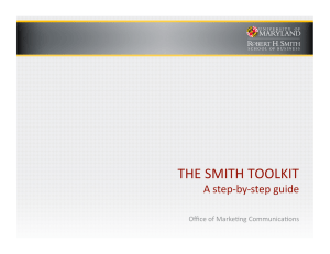 THE SMITH TOOLKIT  A step‐by‐step guide  Oﬃce of Marke&gt;ng Communica&gt;ons 