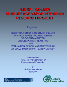 NJDEP – GOLDER SUBSURFACE VAPOR INTRUSION RESEARCH PROJECT Report on:
