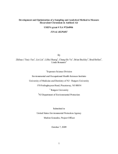 Development and Optimization of a Sampling and Analytical Method to... Hexavalent Chromium in Ambient Air