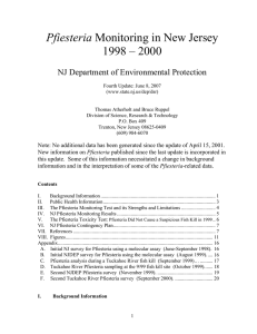 Pfiesteria 1998 – 2000  NJ Department of Environmental Protection