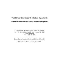 Variability of Chlorate Levels in Sodium Hypochlorite