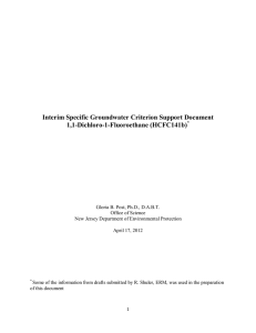 Interim Specific Groundwater Criterion Support Document 1,1-Dichloro-1-Fluoroethane (HCFC141b)