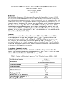 Interim Ground Water Criterion Recommendation for 1,2,4-Trimethylbenzene Background NJDEP Office of Science