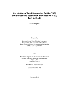 Correlation of Total Suspended Solids (TSS) and Suspended Sediment Concentration (SSC)