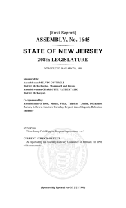 STATE OF NEW JERSEY ASSEMBLY, No. 1645 208th LEGISLATURE [First Reprint]