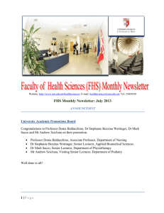 FHS Monthly Newsletter: July 2013